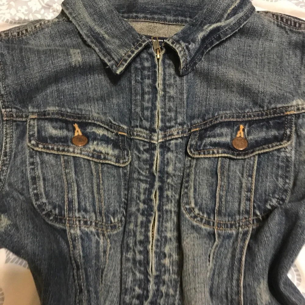 Ralph Lauren Sport Jean Jacket women’s Large distressed 3/4 sleeve - Picture 12 of 12